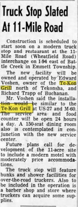 Tekon Grill (Te-Kon Grill & Truck Stop) - Jul 1962 Article (newer photo)
